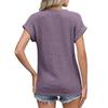 Women's Casual Fashion New Short-Sleeved Button-Up V-Neck Top