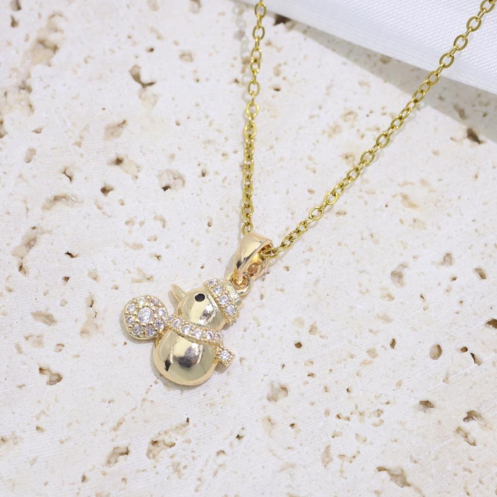 Exquisite Snowman Pendant Necklaces for Women Fashion Zirconia Necklace Wedding Party Jewelry Accessories
