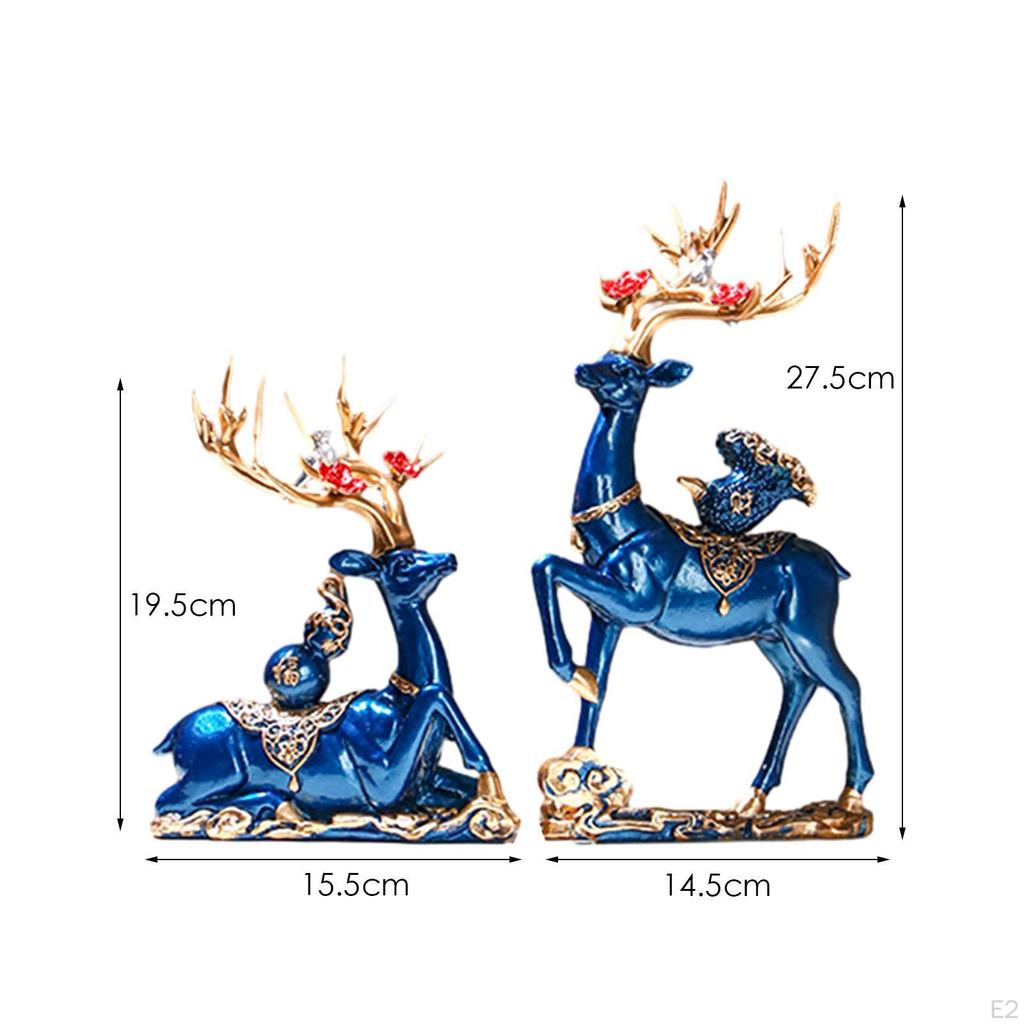 Penguin Reindeer Wall Clock And Elk Resin Statue Set Adorable Animal Decor for Bedroom Fireplace