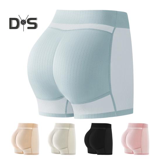 Women Underpants Hollow Mesh Patchwork Tummy Control High Waist Butt-lifted Lift Plump Curves Fake Butt Padded Butt Enhancer Sponge Hip Pad