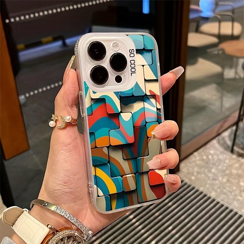 Geometric Pattern Phone Cases for iPhone 17promax 16 Pro 15 Pro 14 13 12 11 XS 14 PRO MAX 16 plus 14ProThree-dimensional pattern