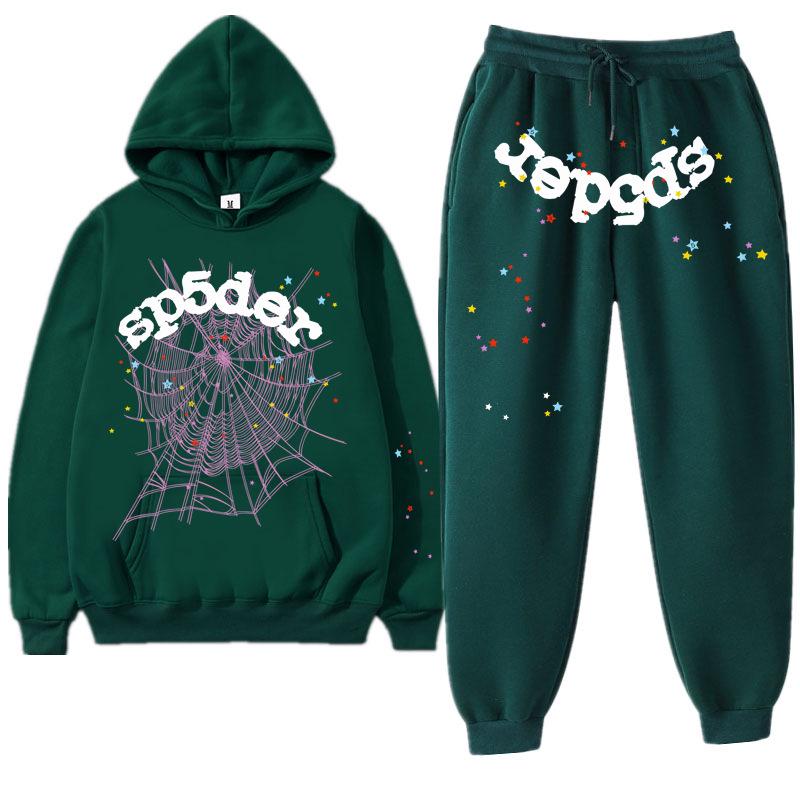 Sp5der Herren Fleece Hoodie und Lässige Sporthosen Set - Herbst/Winter Kollektion