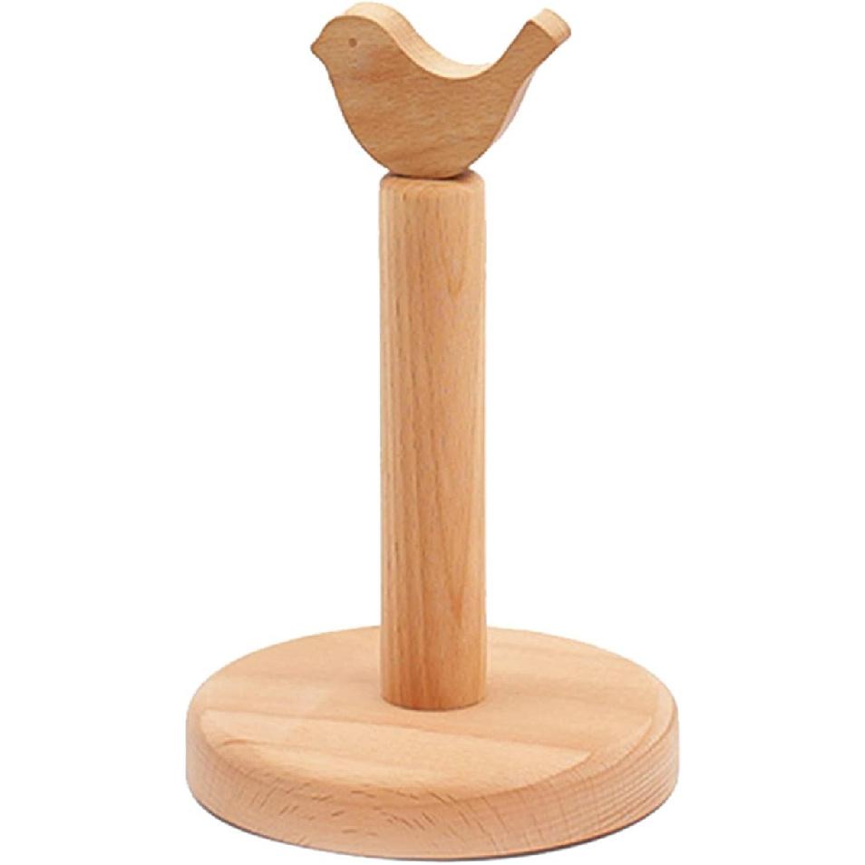 Wooden Paper Towel Holder, Cute Paper Holder Animal Shape Toilet Tissue Paper Roll Holder Storage Stand Wood Paper Towel Holder(Bird)