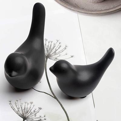Kreative Schwarze Vögel Matte Figuren Heimdekorationen Accessoires (2er-Pack, Schwarz)