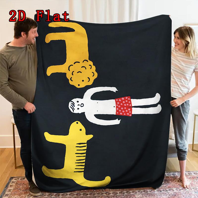 Cats Lions and Humans 2D Flat Pattern Flannel Blanket High quality All Seasons Warmth and Comfort Perfect for Christmas Gifts.MMT0918338