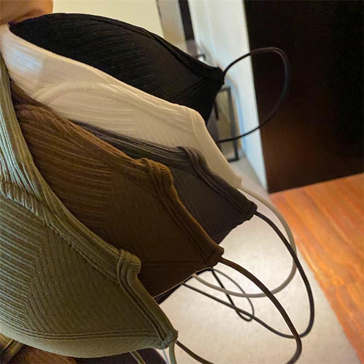 Women's Sexy Deep V-Neck Knitted Tank Top with Chest Pad - Summer Innerwear & Outerwear