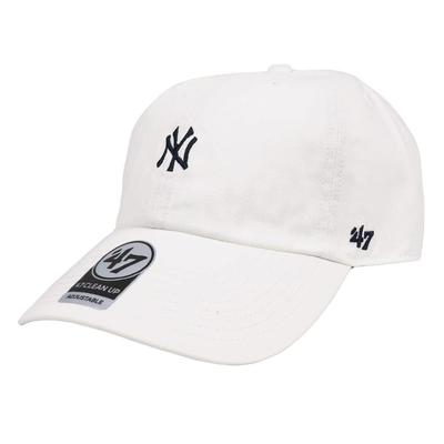 47 Brand 47 Mini Logo Clean Up Kappe, Kappe für Herren & Damen, Kleines Logo, Forty Seven Yankees, Weiß, Einheitsgröße