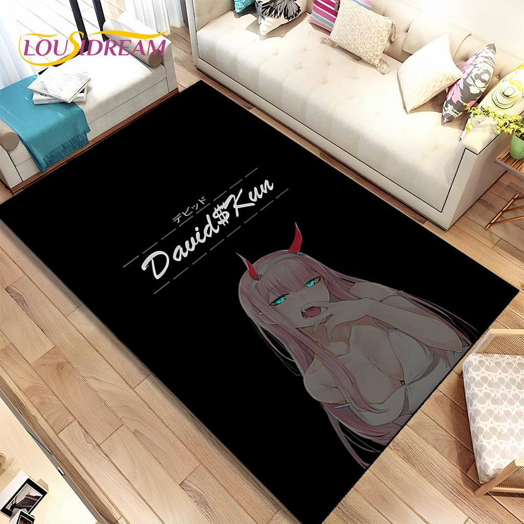 Alfombra de área de anime Zero Two DARLING In The FRANXX, Alfombra para sala de estar, dormitorio, sofá, felpudo de decoración, Alfombra de suelo antideslizante para niños