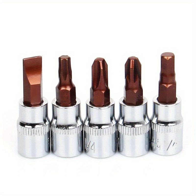 6pcs 1/4 Inch S2 Drive Hex Bit Sockets Set H3 H4 H5 H6 H7 H8 Metric Screwdriver Bit Sockets Hand Tools Socket Joint Hexagonal