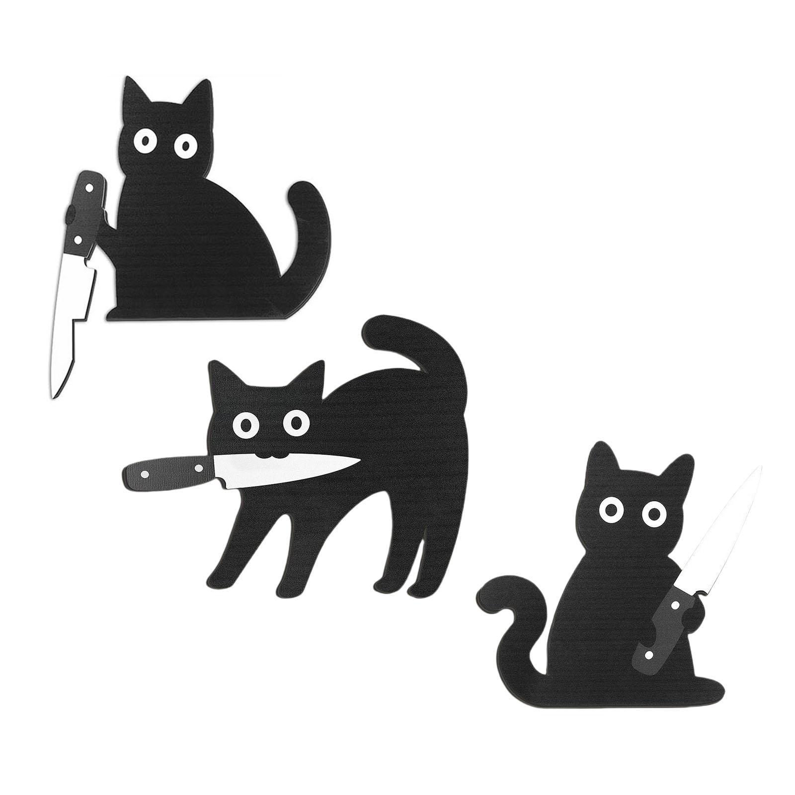 

3Pcs Black Cat Holding Cutter Halloween Door Frame Decor 3 Spooky Wooden Black Cats Funny Wall Art Home Bedroom Decoration Props
