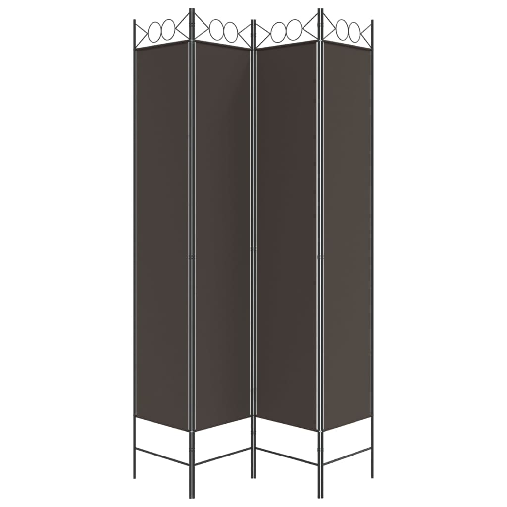 4 Panel Room Divider In Brown 160 X 220 Cm Fabric