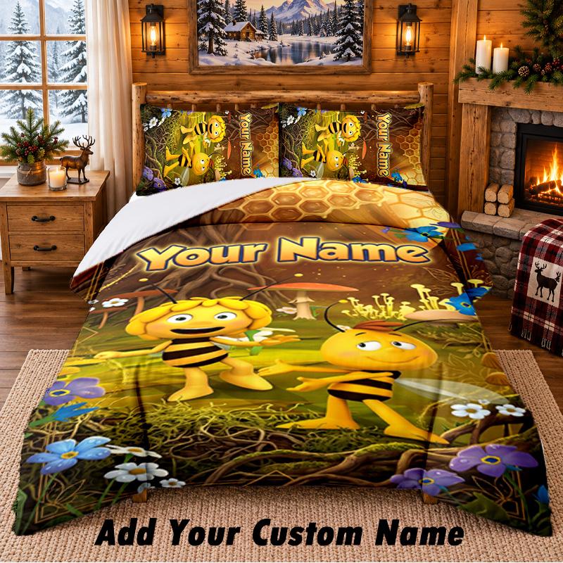 Bing Bunny Custom Name 3Pcs Bedding Set 1 Bed Sheet 2 Pillowcases Bedroom Home Decor