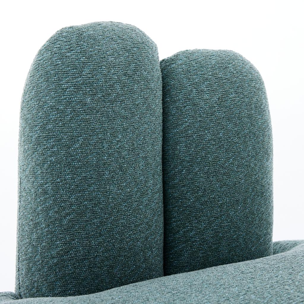 Cozy Bunny-Ear Fabric Ottoman - Fixed Upholstered Stool with Cute Ears, No Storage, Not Removable