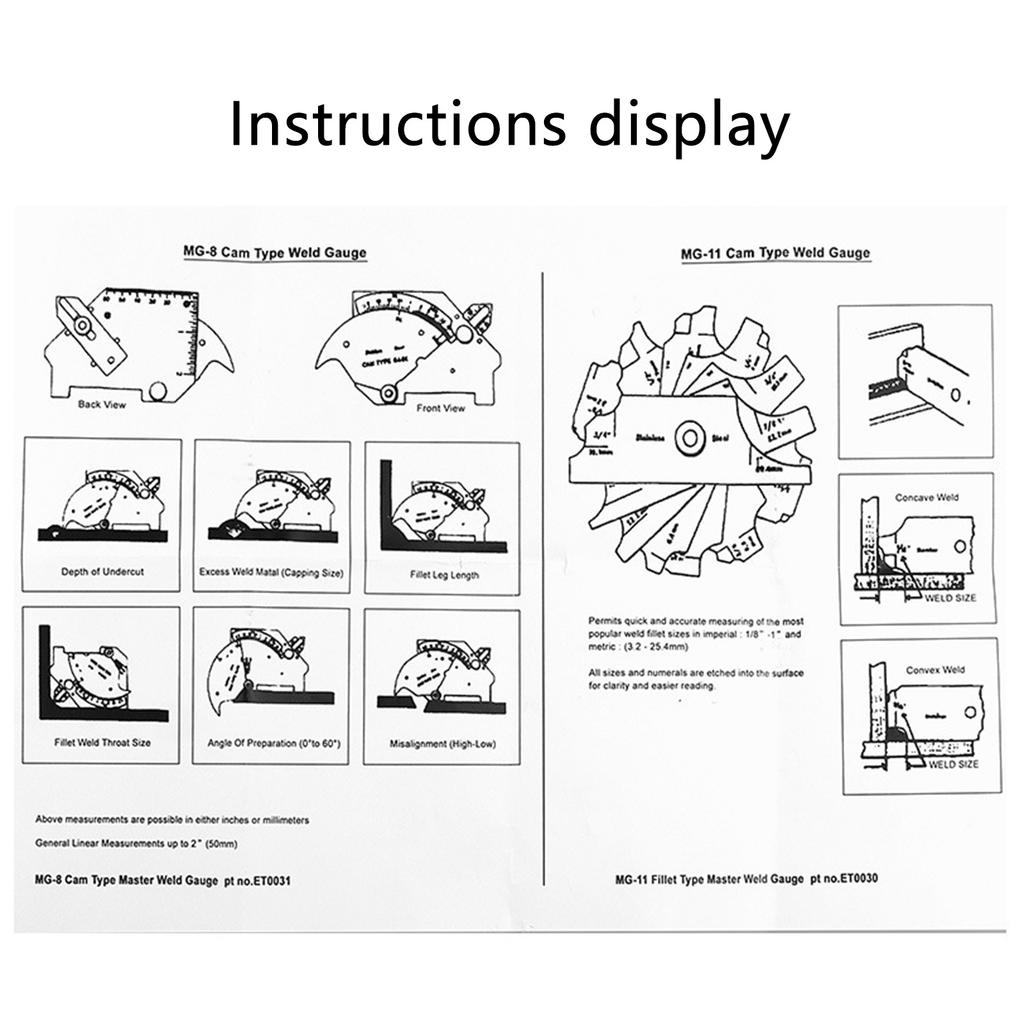 Steel Welding Gauge Weld Inspection Tool for Accurate Weld Inspection & Measurement of Fillet Throat & Bevel Angles
