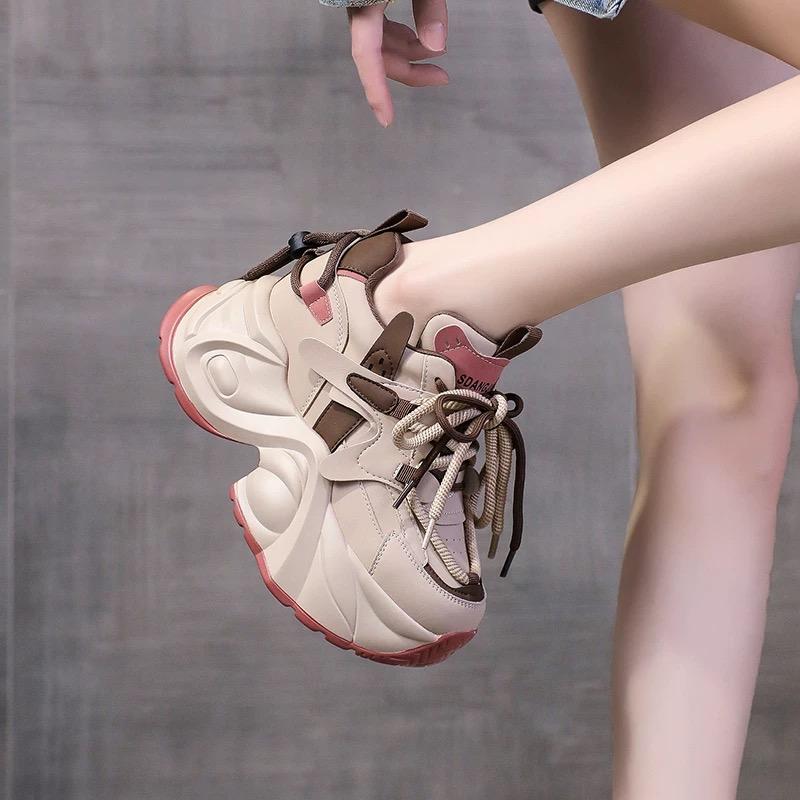 Fashion Womens Sneakers Shoes 2024 Fashion Tennis Female Woman-shoes Designer Trainers New Thick Sole Rose High Fabric Lace-Up