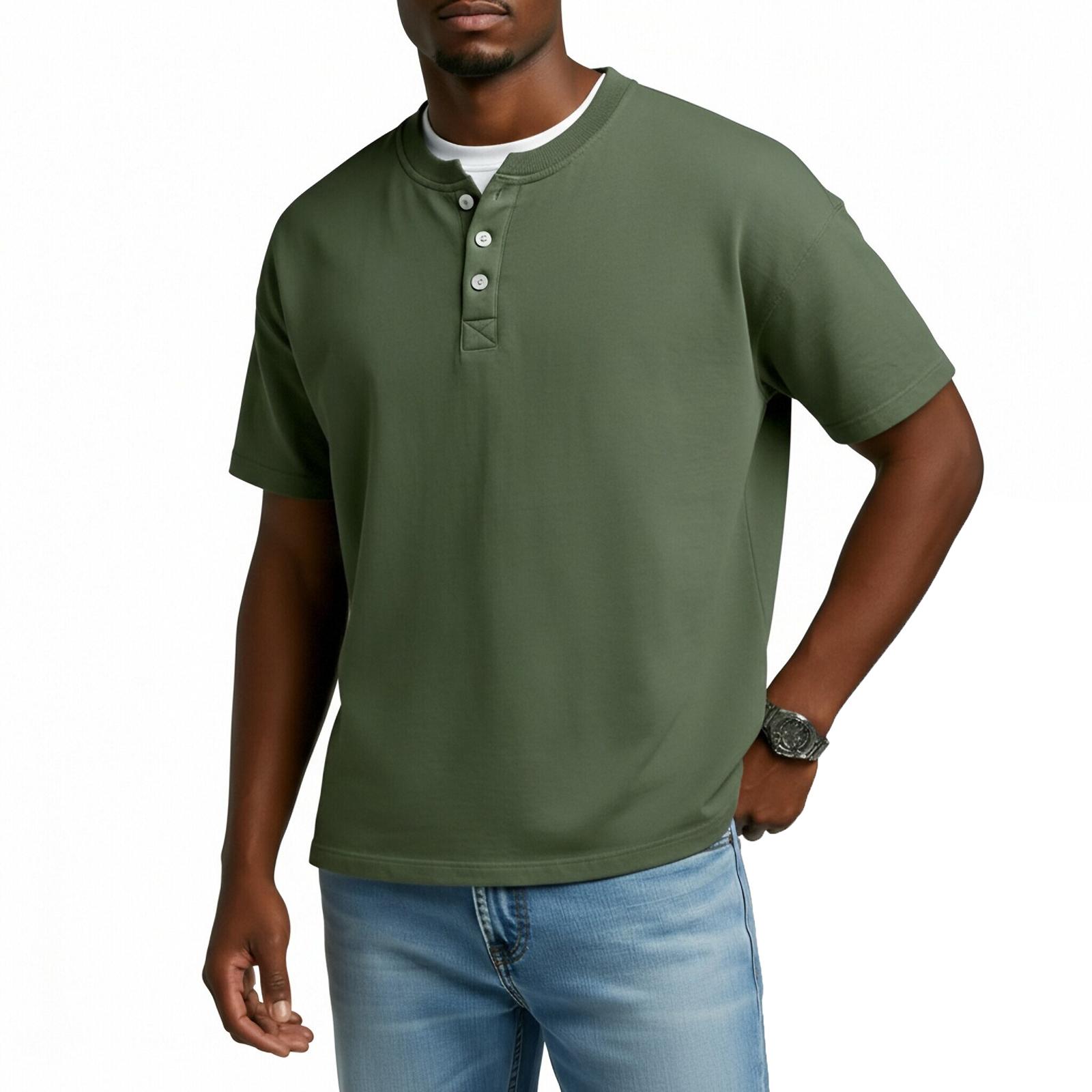 Мужской однотонный спортивный топ с коротким рукавом, свободная повседневная футболка XL зелёный