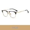 Women's Ultra-Light Pure Titanium Cat-Ear Half-Rim Glasses Frame, Transparent Gray, Prescription-Ready, Anti-Blue Light, Unisex.