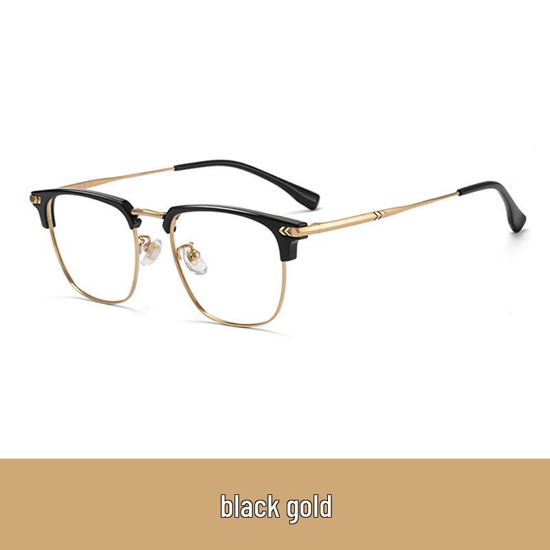 Women's Ultra-Light Pure Titanium Cat-Ear Half-Rim Glasses Frame, Transparent Gray, Prescription-Ready, Anti-Blue Light, Unisex.