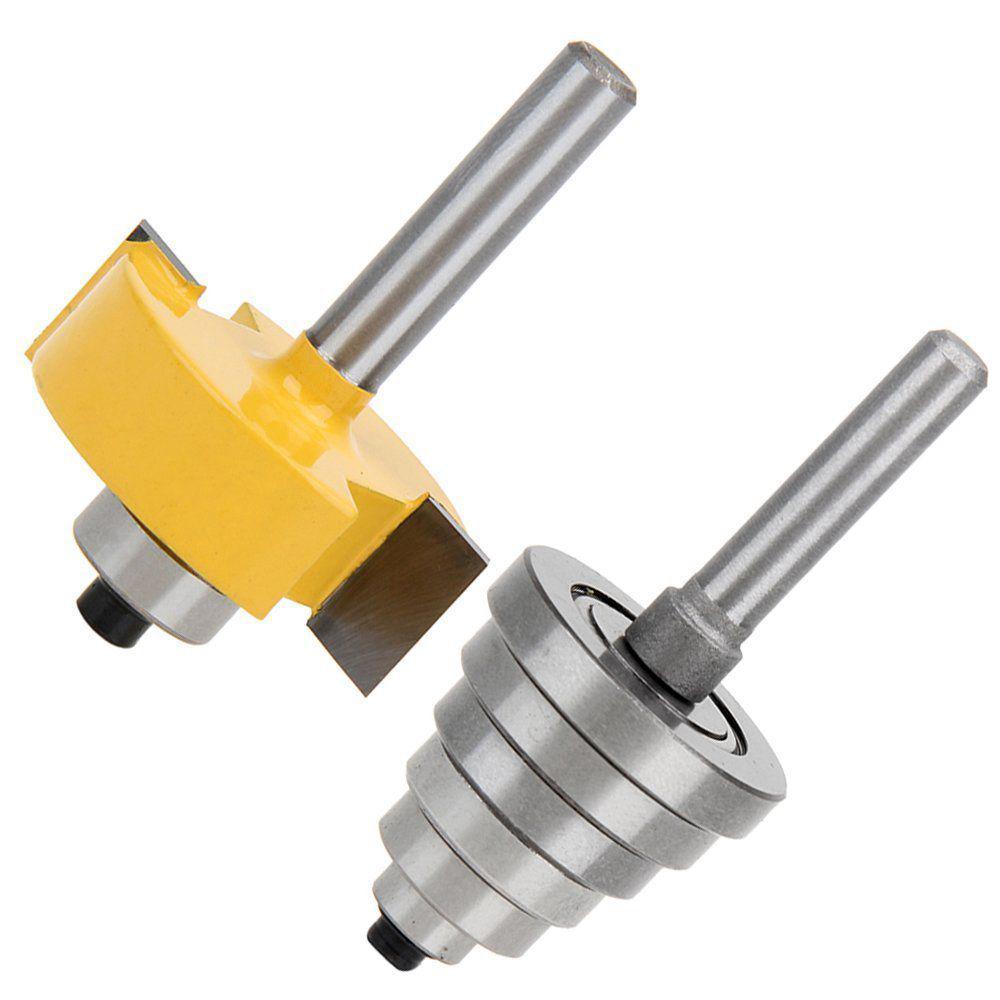 Rabbeting Bit Set With Interchangeable Bearings - 6 Depth Sizes For Woodworking
