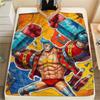 One Piece Franky Theme Flannel Blanket, Warm and Cozy for Sofa, Perfect Gift Choice