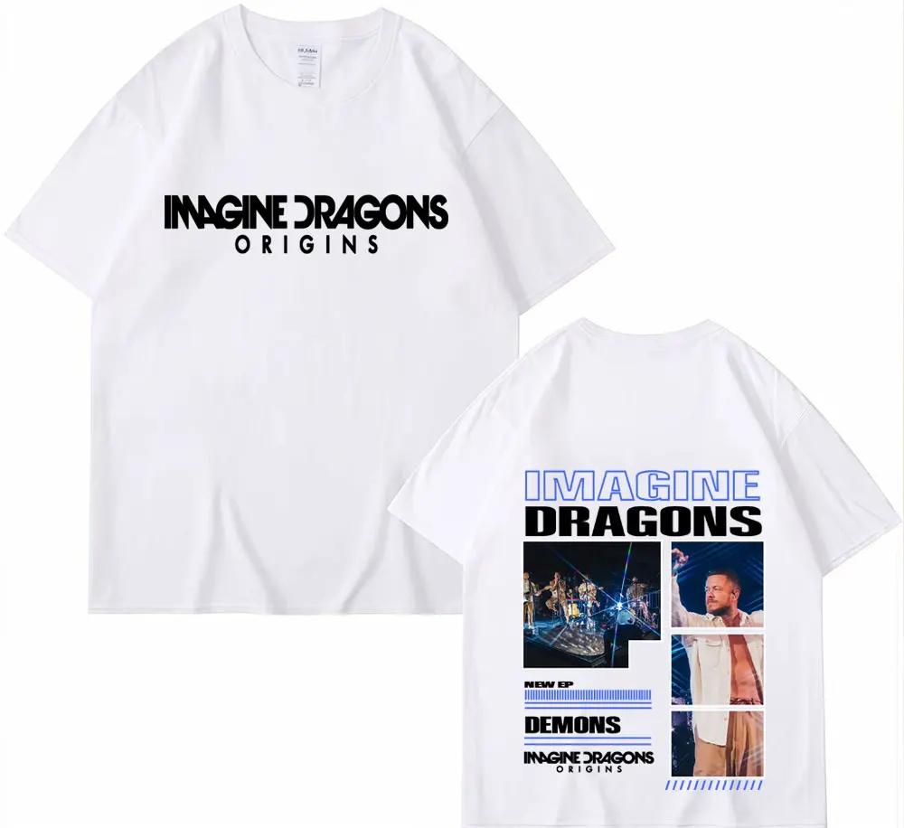 2026 Summer Imagine The Origin of The Dragon Album Tour Cover Cotton Printed Tshirt Mens Retro Loose Casual Short Sleeve Y2k
