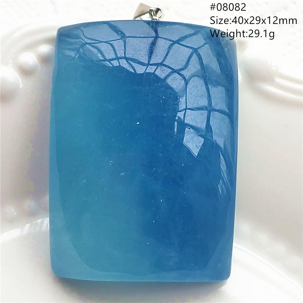 Natural Blue Aquamarine Oval Pendant Jewelry For Women Men Dark Aquamarine Necklace Fashion Brazil AAAAAA