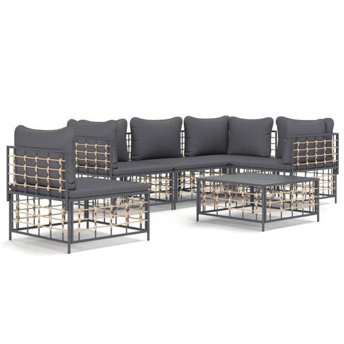 VidaXL Garden Lounge Set 6 Pcs with Anthracite Cushions Wicker, Lounge Set, Outdoor Lounge Set, 3186765