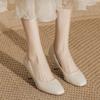 French High Heels Elegant Soft Leather Shoes Thin Heels That Don't Tire Your Feet Single Shoes with Shallow Square Toes All-match Commuter Shoes