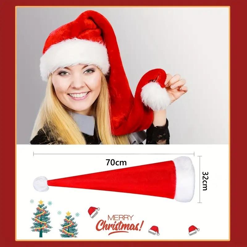 Weihnachtsmütze aus Plüsch, schwarz/rot, Weihnachtsmannmütze, Weihnachtsdekoration für Kinder, für Neujahr, Zuhause, Weihnachtsmann, Geschenk, Partyzubehör