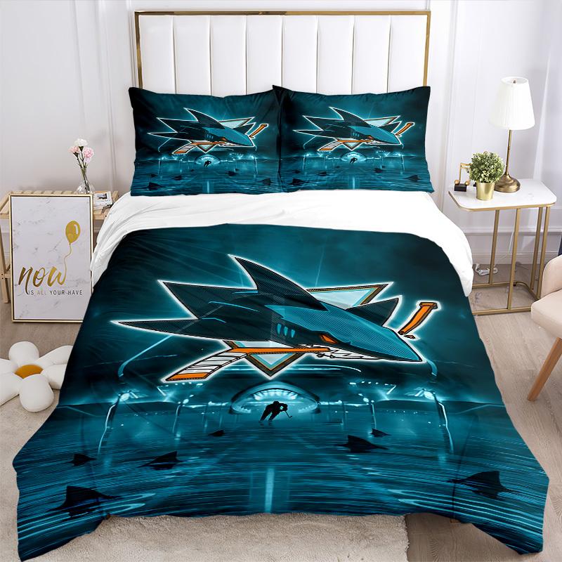 3pcs bedding set Shark Includes 1 Comforter + 2 Pillowcases, Without Pillow Inserts, Soft Comfortable, Lightweight Breathable, Printed Home