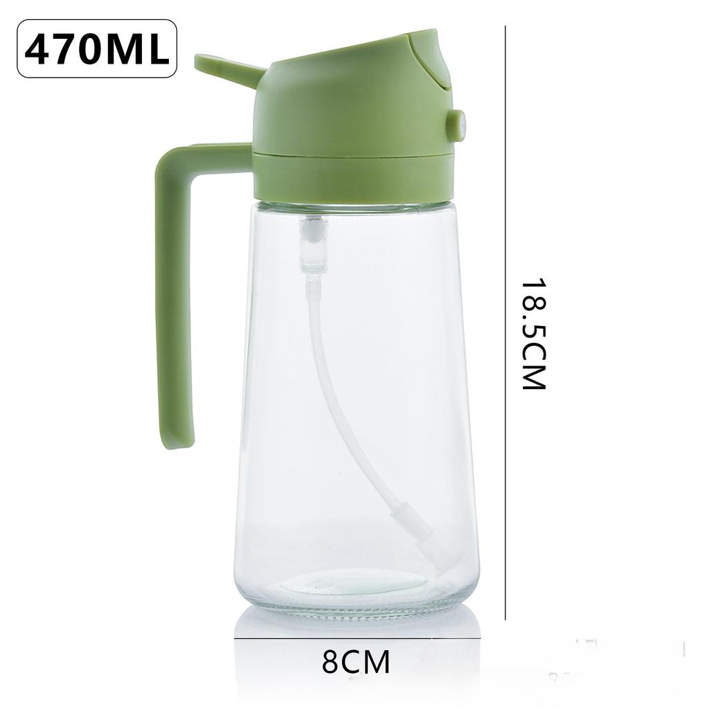 16oz/470ML Glass Oil Dispenser with Automatic Flip Lid 2in1 Kitchen Bottle,Cooking Sprayer,Leak-Proof Design,Oil Spray Bottle