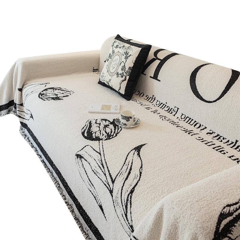 Jednoduchý styl Vysoce kvalitní Ručník na pohovku Všeobjímající Univerzální Potah na pohovku Prachovka Protiskluzová Vlněná deka Deka