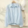 Shop   Women S Checked Collar Pintuck blouSe Blue Dgb Wbl 5102   