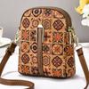 Women Fashion Bohemian Style Printed Phone Bag Ethnic Style PU Leather Crossbody Bag Luxury Versatile Handbag For Ladies