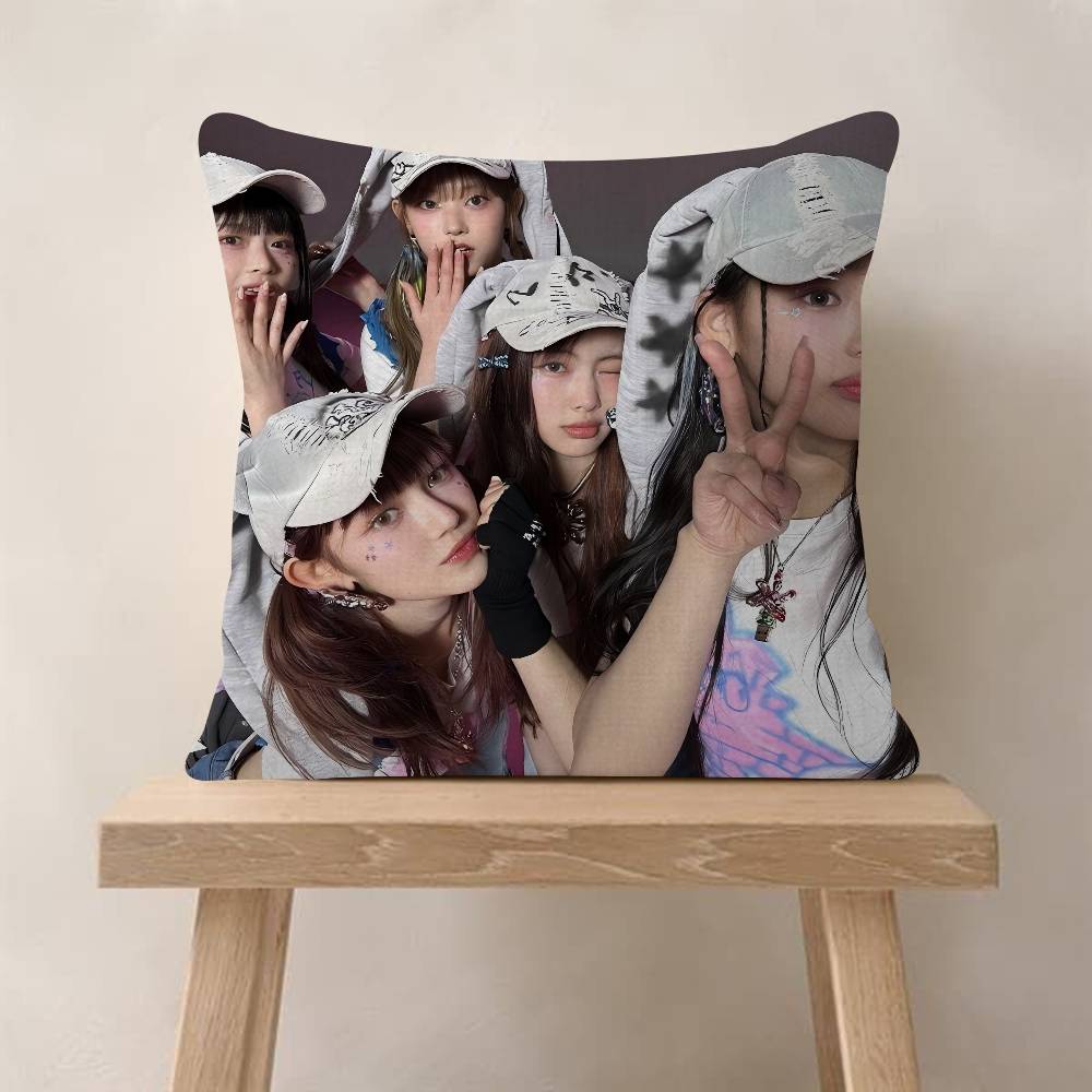 Kpop Singer N-New Jeans Office Cushion Pillowcase Car Cushion Cover45X45CM Lumbar Pillowcase Sofa Pillowcover