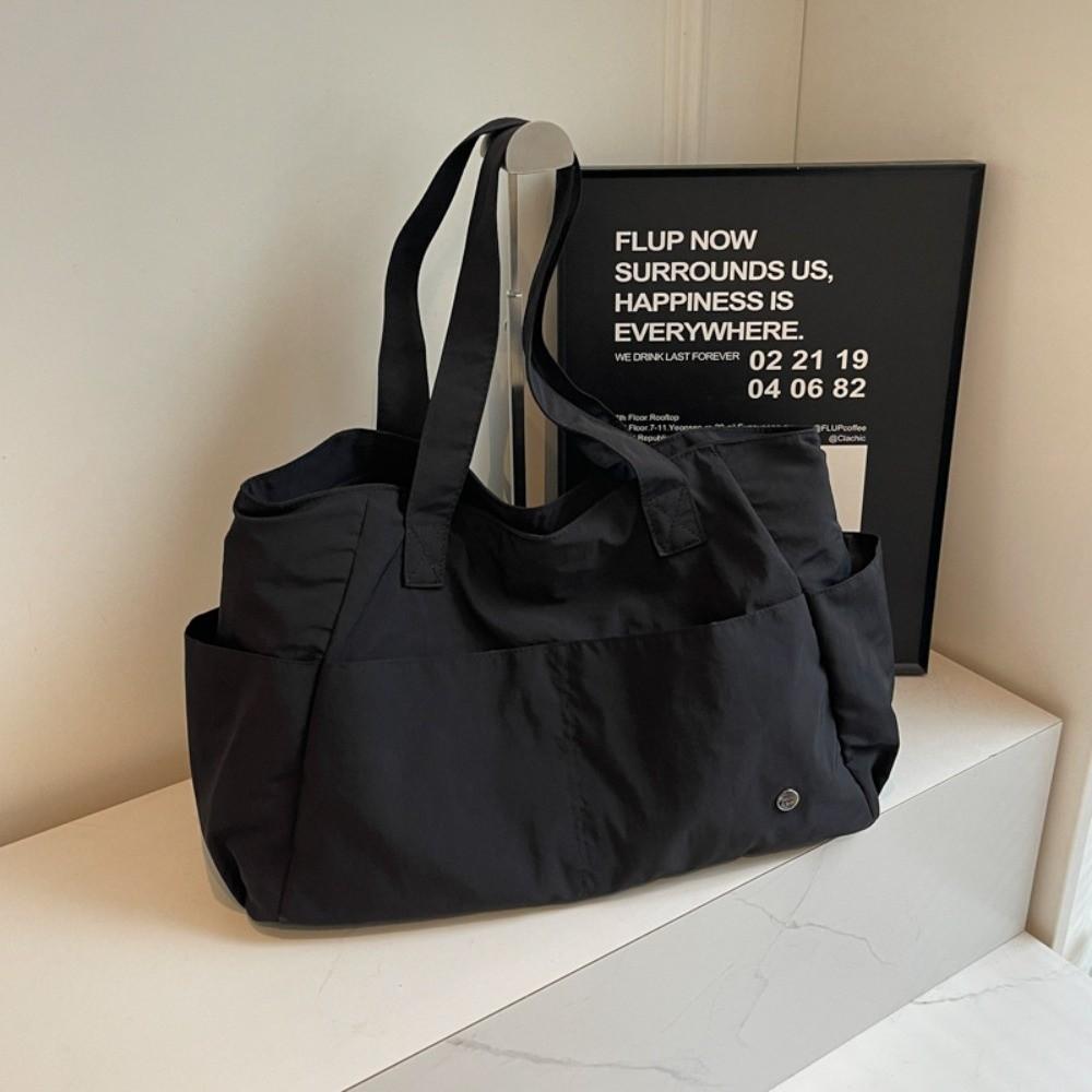 

Solid Color Nylon Handbag Soft Material Casual Book Bags Lightweight Commuting Handbag Travel чёрный