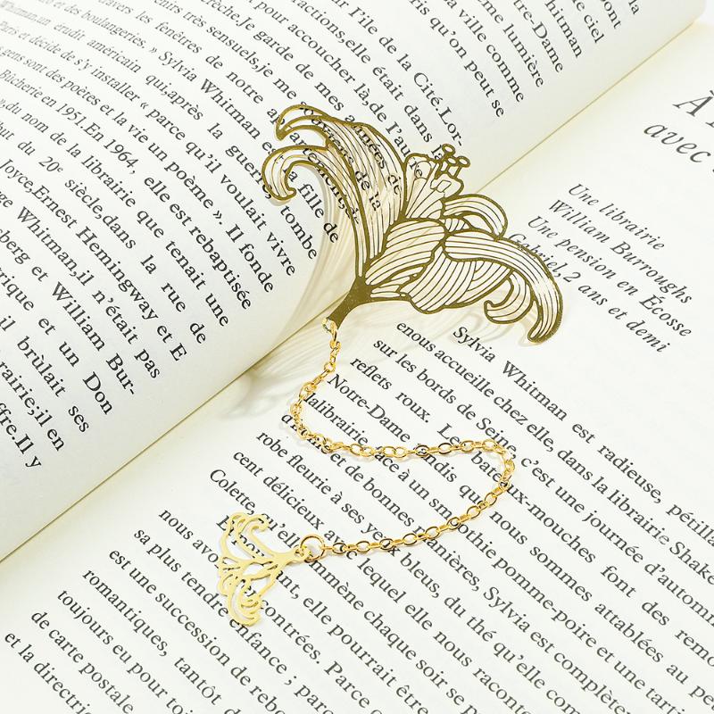 Chinese Style Handmade Book Mark Golden Lotus Sunflower Bookmarks Reading Marker For Book Lover Gifts For Friend