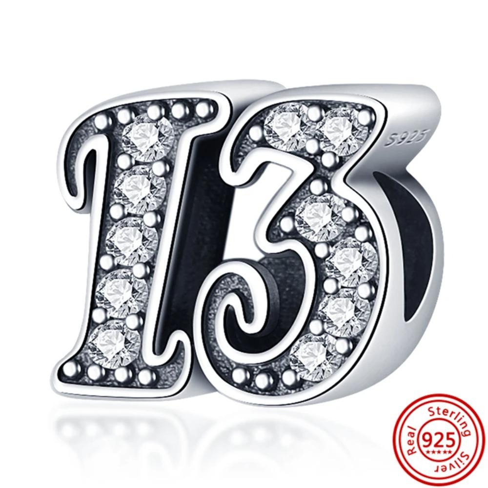 

Pantaro 925 Стерлинговое серебро Медь Сверкающие Оригинальные Прозрачные Цирконы Бусины с Счастливыми Числами Подходят для Оригинального Шарм-браслета Циркон Юбилей