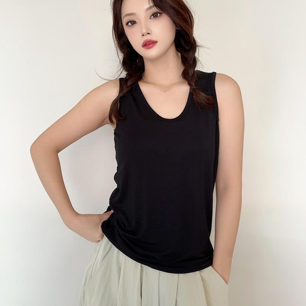 Plus Size L To 6XL Modal Women's Tank Tops U-Neck Summer Thin Sleeveless Bottomed Top Loose Tee Tops All Match Vest Comfort Homewear