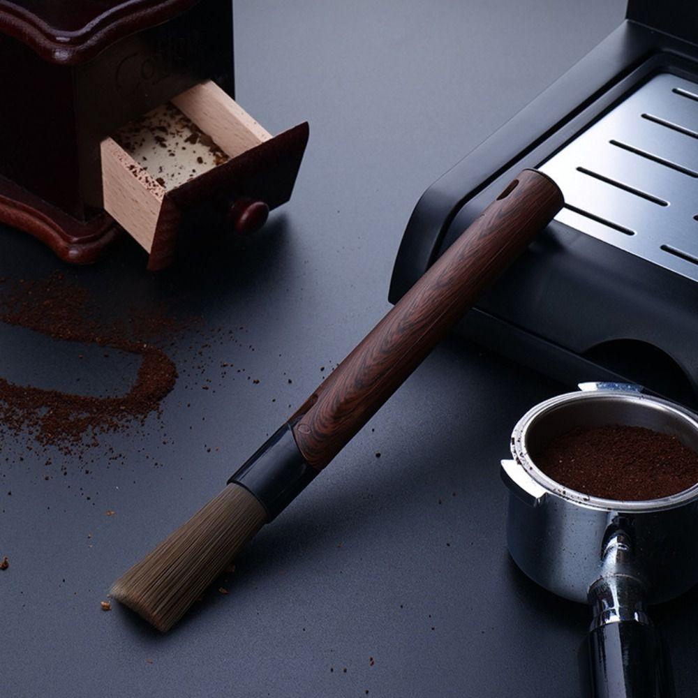 Flexible Coffee Cleaning Brush Wood-Grain Handle Coffee Grinder Cleaning Brush  Home Kitchen