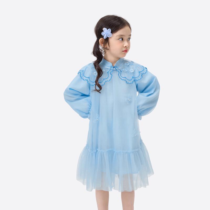Girls' New Chinese Style Mesh Dress