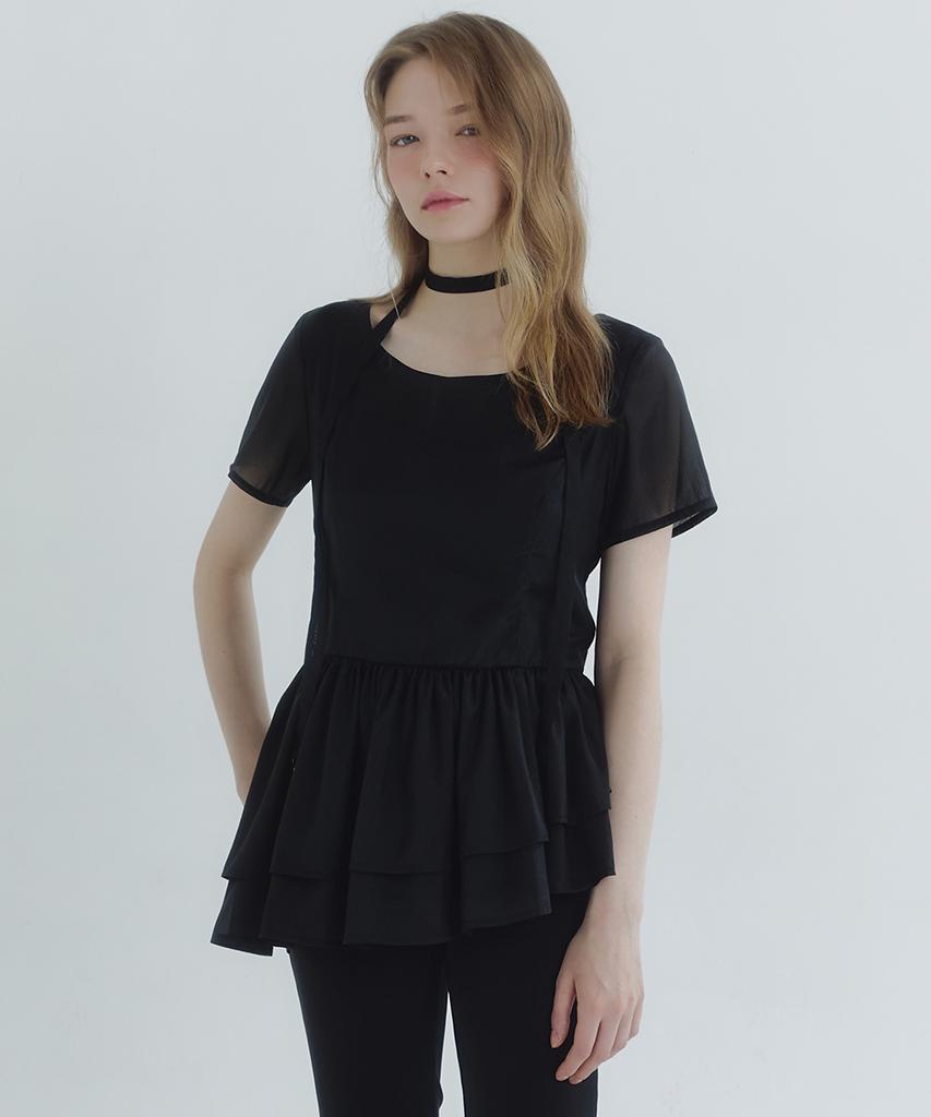 MICANE Elira Shorts Sleeve Tiered Blouse-Tie Set