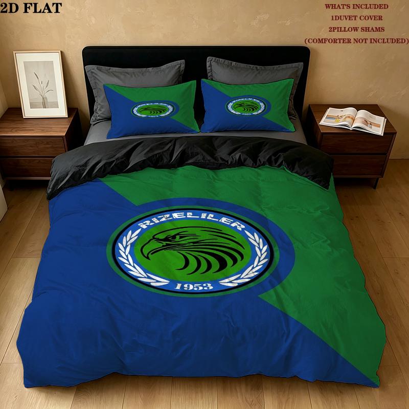Caykur Rizespor Pattern Bedding uilt Set uilt Cover Pillowcase Home Decoration Birthday Gift (1 * duvet cover + 2 * pillowcase without core)
