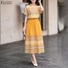Women Short Sleeve Blouse and Skirts Stripe Print Casual Two Piece Sets