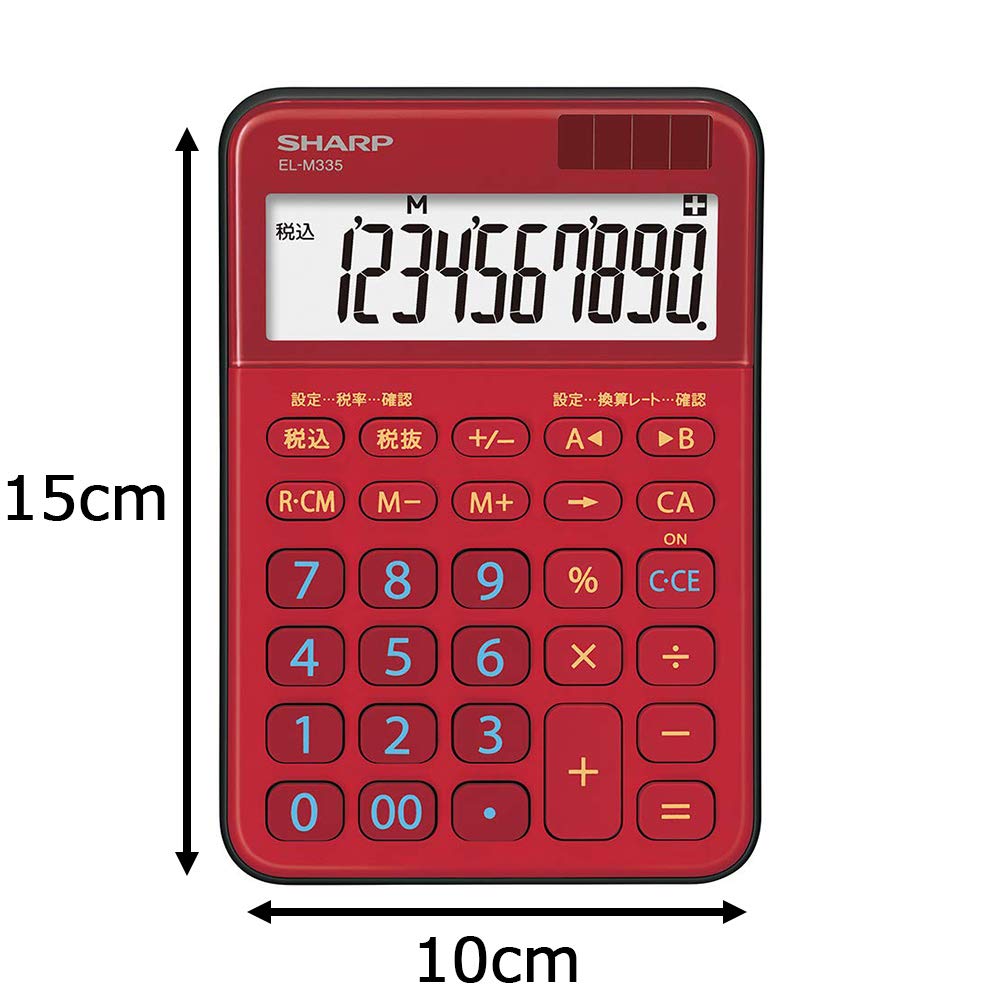 Sharp Color Design Calculator 10 Digit Display Red EL-M335-RX