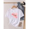 Cute Love Letter Heart Print T Shirt Women Love You Letter Graphic Short Sleeve Casual Summer Aesthetic Valentines Daily Tee