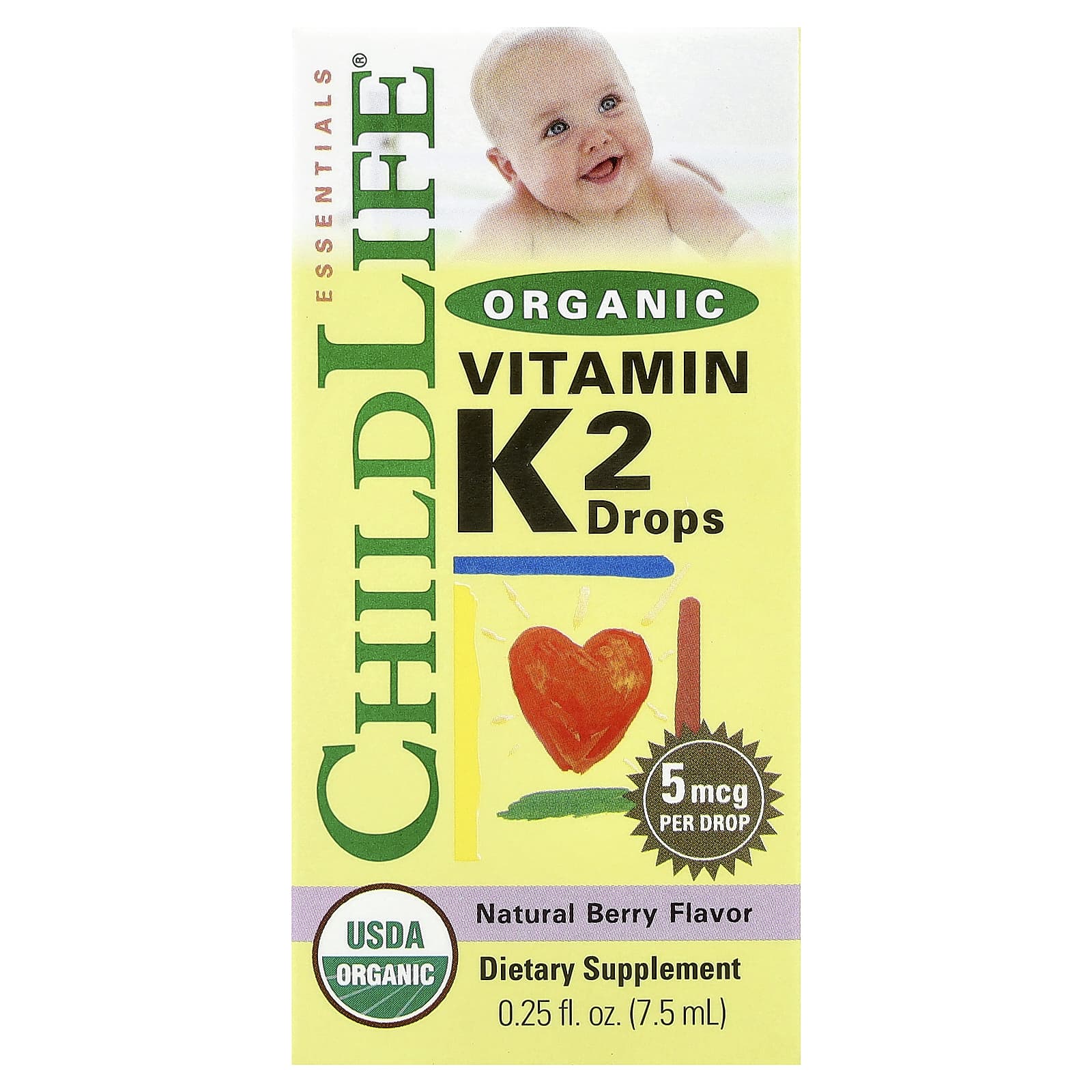 

Organic Vitamin K2 Drops, Natural Berry Flavor, 5Mcg, 7.5Ml(0.25Fl Oz)