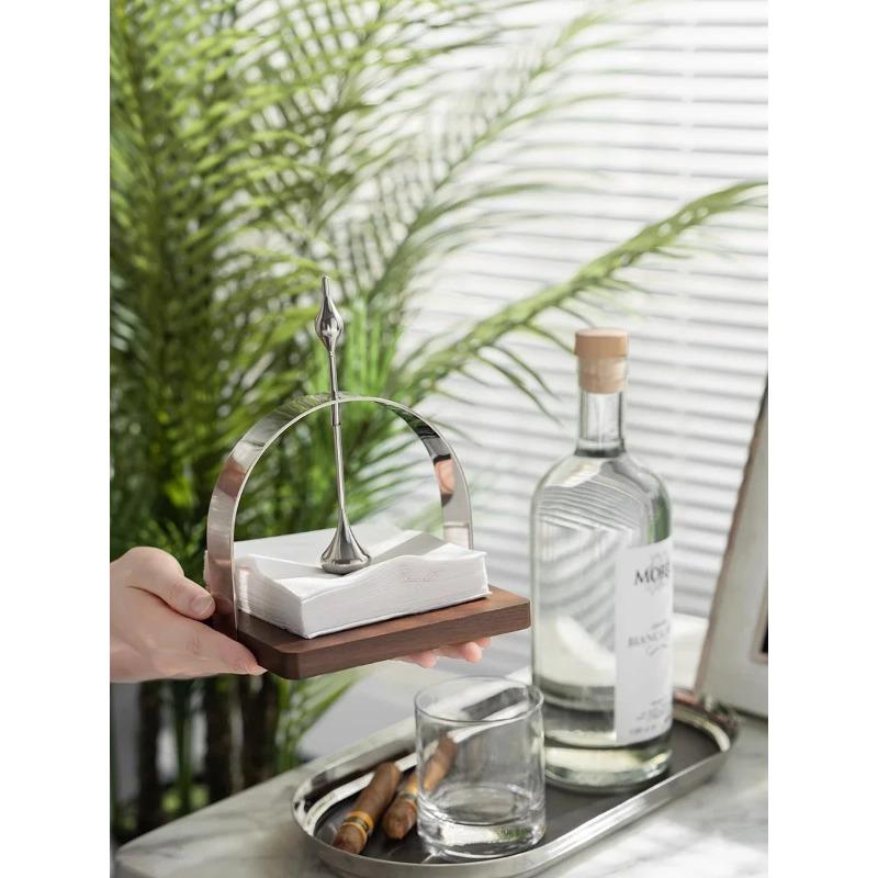 Walnut Wood Base Napkin Holder Tissue Case Tissue Boxes for Home Decoration Hotel Restaurant Light Luxury Scandinavian Style