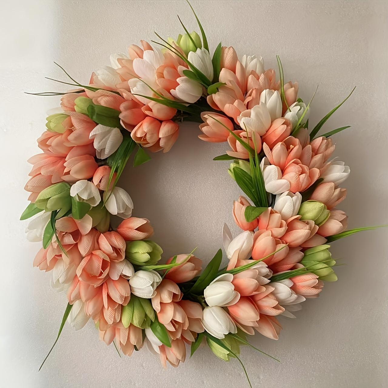 

1pc Elegant Tulip Wreath - Lush Artificial Flower Garland for Home, Wedding & Outdoor Celebrations Decor, Festive Home Decor|Lush Tulip Wreath