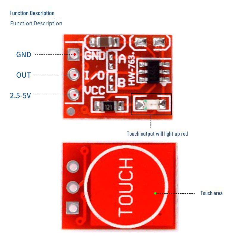 TTP223 Capacitive Touch Switch Module - Self-locking Jog, Single Channel Board